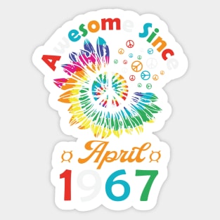 Funny Birthday Quote, Awesome Since April 1967, Retro Birthday Sticker